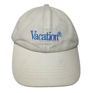 Vacation Slideback Baseball Cap Beige One Size Adjustable Embroidered 6 Panel